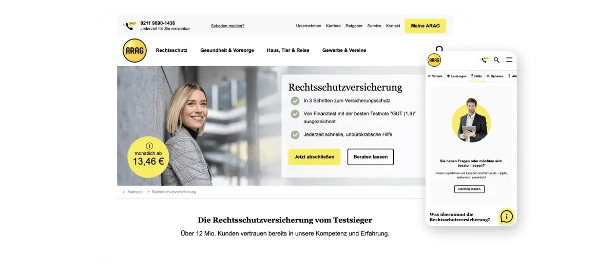 ARAG Inhaltsseite Desktop und Mobil Rechtsschutzversicherung ARAG Inhaltsseite Desktop und Mobil Rechtsschutzversicherung